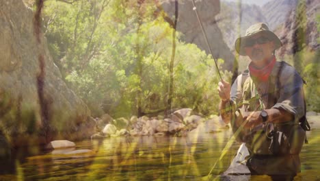 hombre pescando en un lago 4k