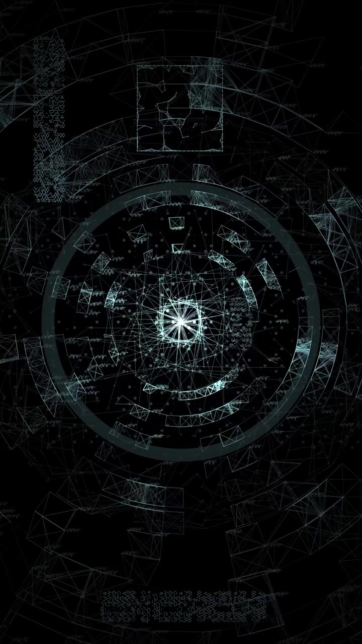 Interfaccia futuristica verticale di calcolo quantistico che mostra telemetria astrofisica, anelli di scansione dati e metriche di sicurezza informatica dello spazio profondo. Perfetto per video di fantascienza e concetti di intelligenza artificiale.