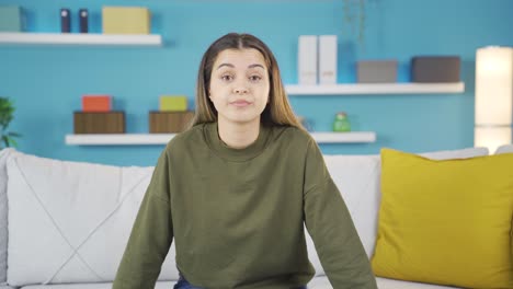 Portrait-of-young-girl-refusing-and-saying-no.-Listening-to-news-and-announcements.