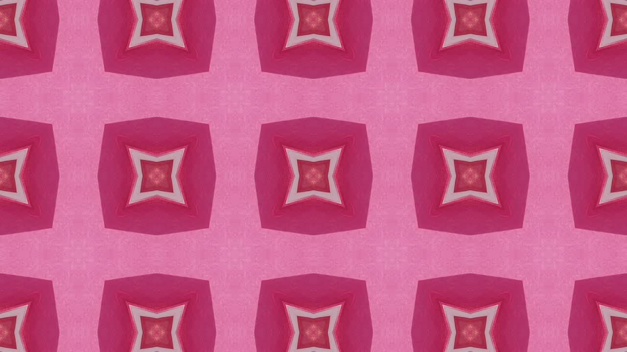Mosaico animato astratto con un design simmetrico semplice. Grafica in movimento in loop continuo su uno sfondo rosa