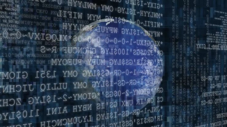 Code with globe in Background