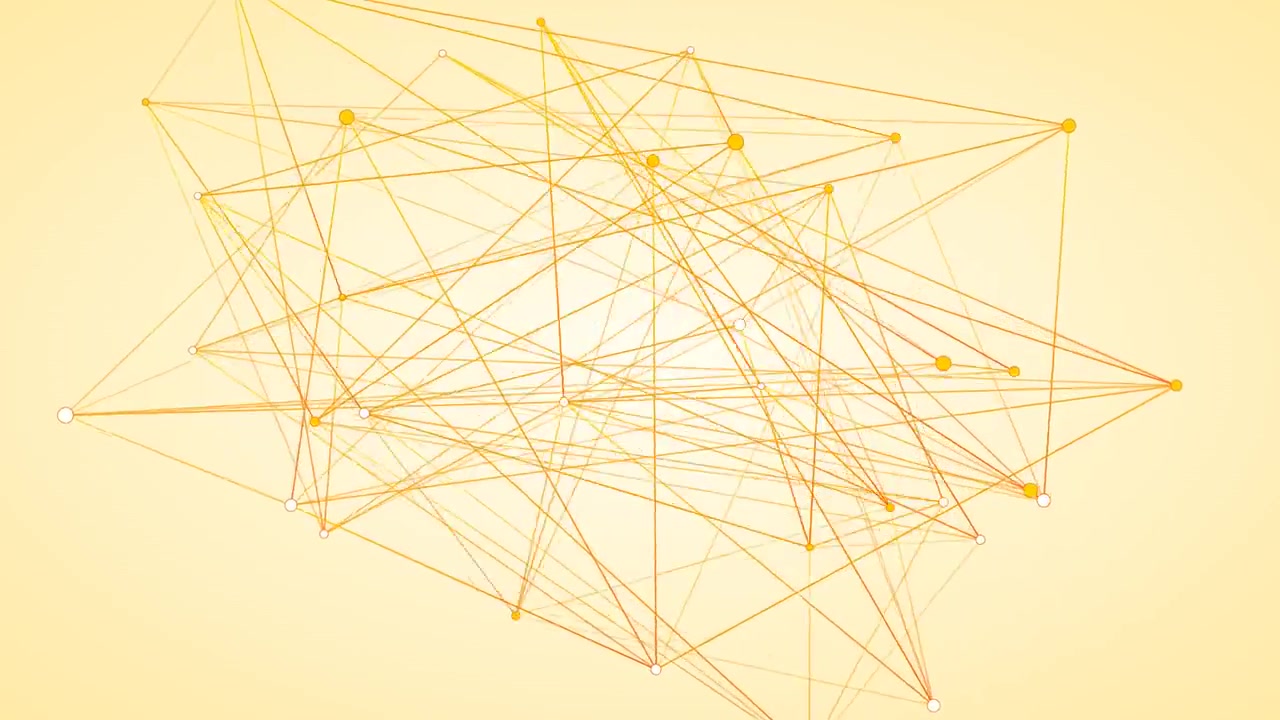 Abstract Network Connection Animation with Moving Yellow Nodes and Lines