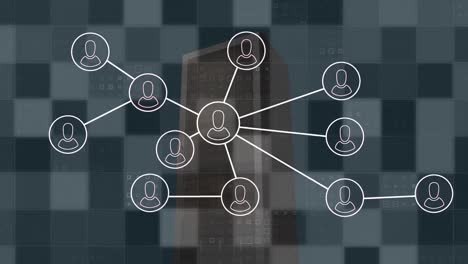 animación de la red de conexiones con iconos de personas a través del servidor