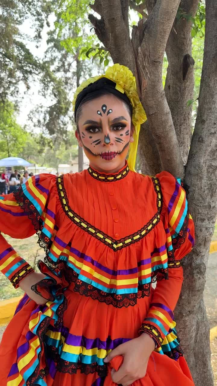 Catrina Makeup and Traditional Dress for Day of the Dead