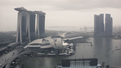 singapore marina bay skyline on a cloudy day