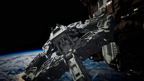 volando una estación espacial animada
