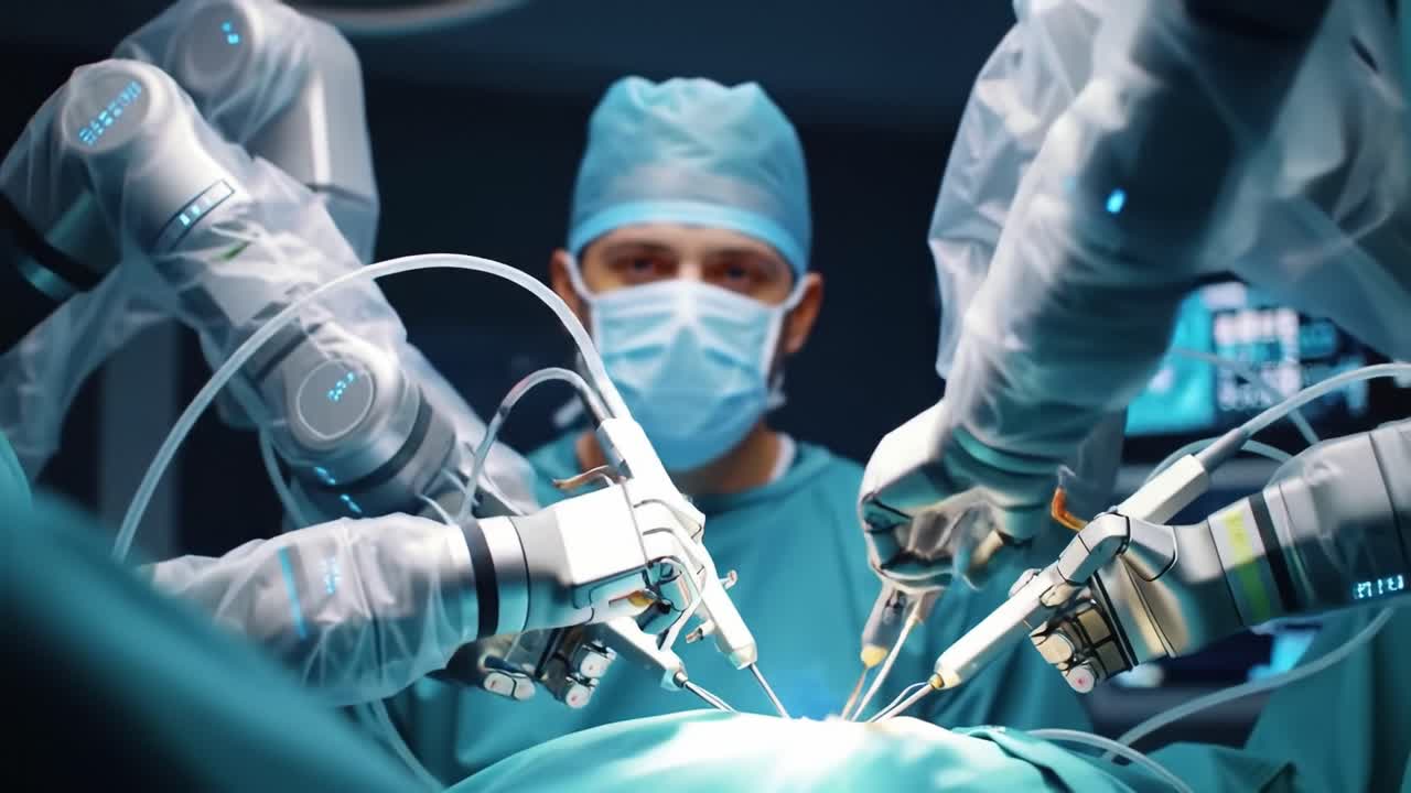 Advanced Robotic Surgery in Progress: A Surgical Team Utilizing Innovative Robotic Technology for Precision Operations and Minimally Invasive Procedures