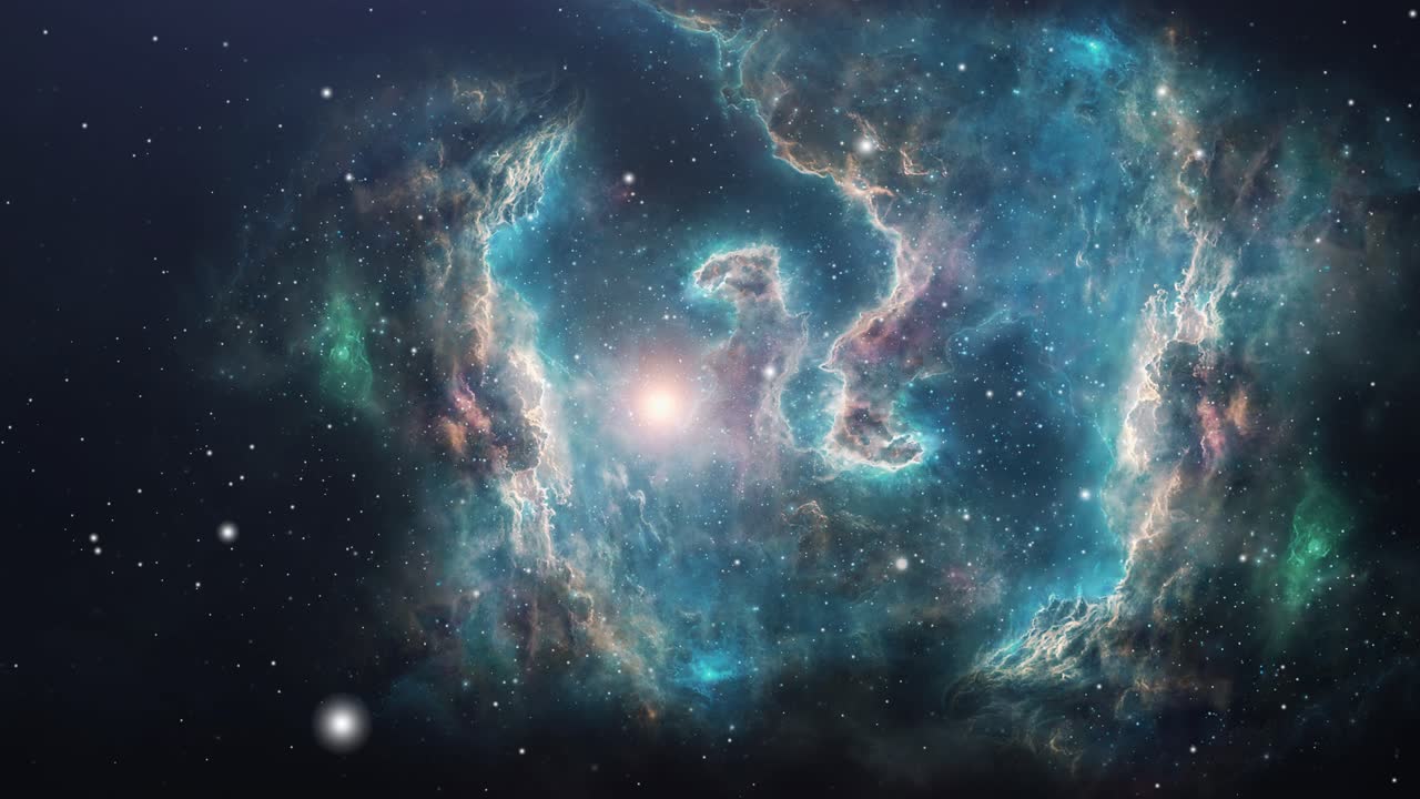 universo 4k, nubes nebulosas flotando y moviéndose en el espacio