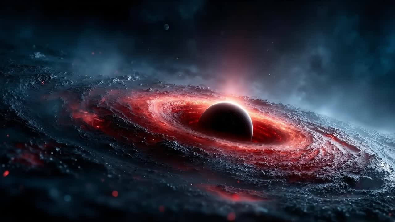 A black hole in the middle of a black hole with a red ring around it