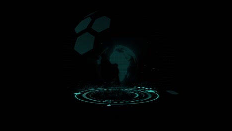 abstract technology background concept with 3d holographic earth globe and ui