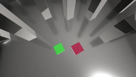 comparando el diagrama de barras verdes y rojas 3d creciendo hasta el 20% y el 80%