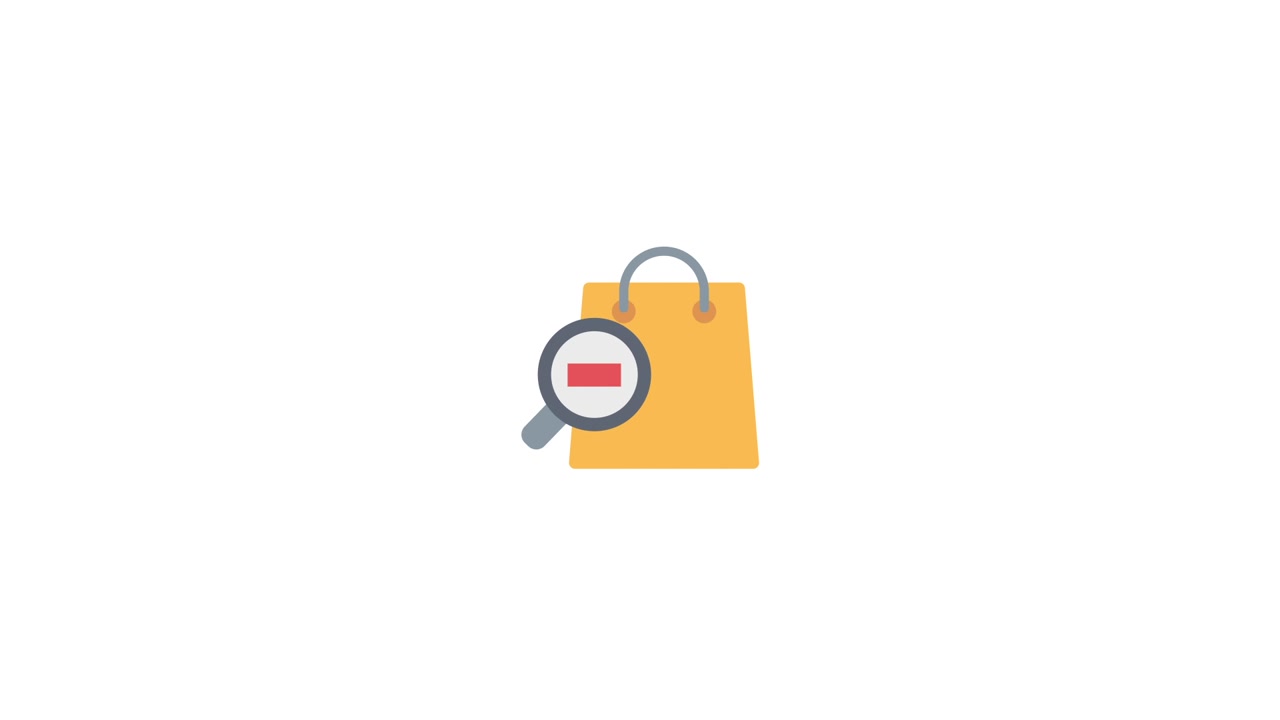 Animated Shopping Bag with Search, Favorite, and Filter Icons