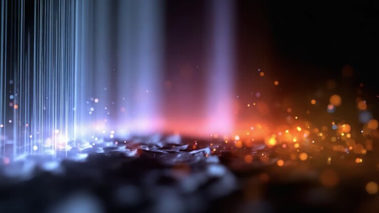 Dynamic Light Patterns with Sparkling Particles and Soft Color Gradients Captured in Atmospheric Depth, Creating a Magical Visual Experience for Art Enthusiasts