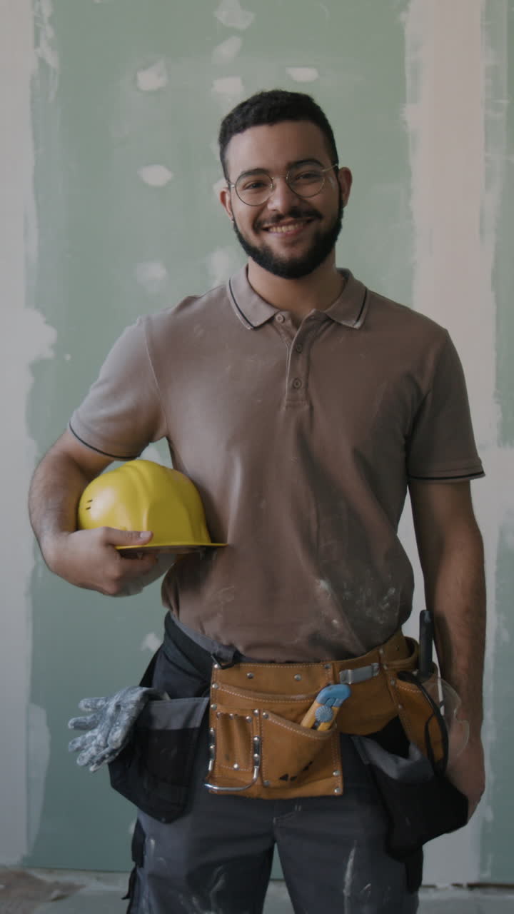 Construction worker with hardhat
