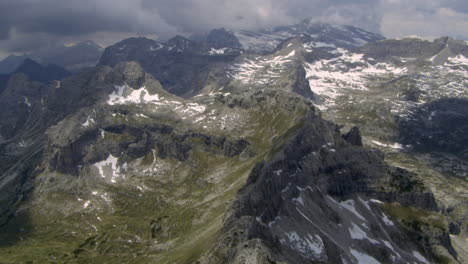 aerial view of rocky peaks in the italian alps mountaintops