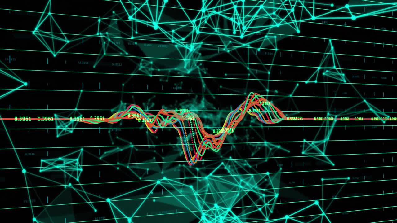 animación de gráficos y conexiones en fondo negro