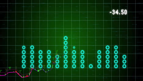 animation of statistics and financial data processing over dark background