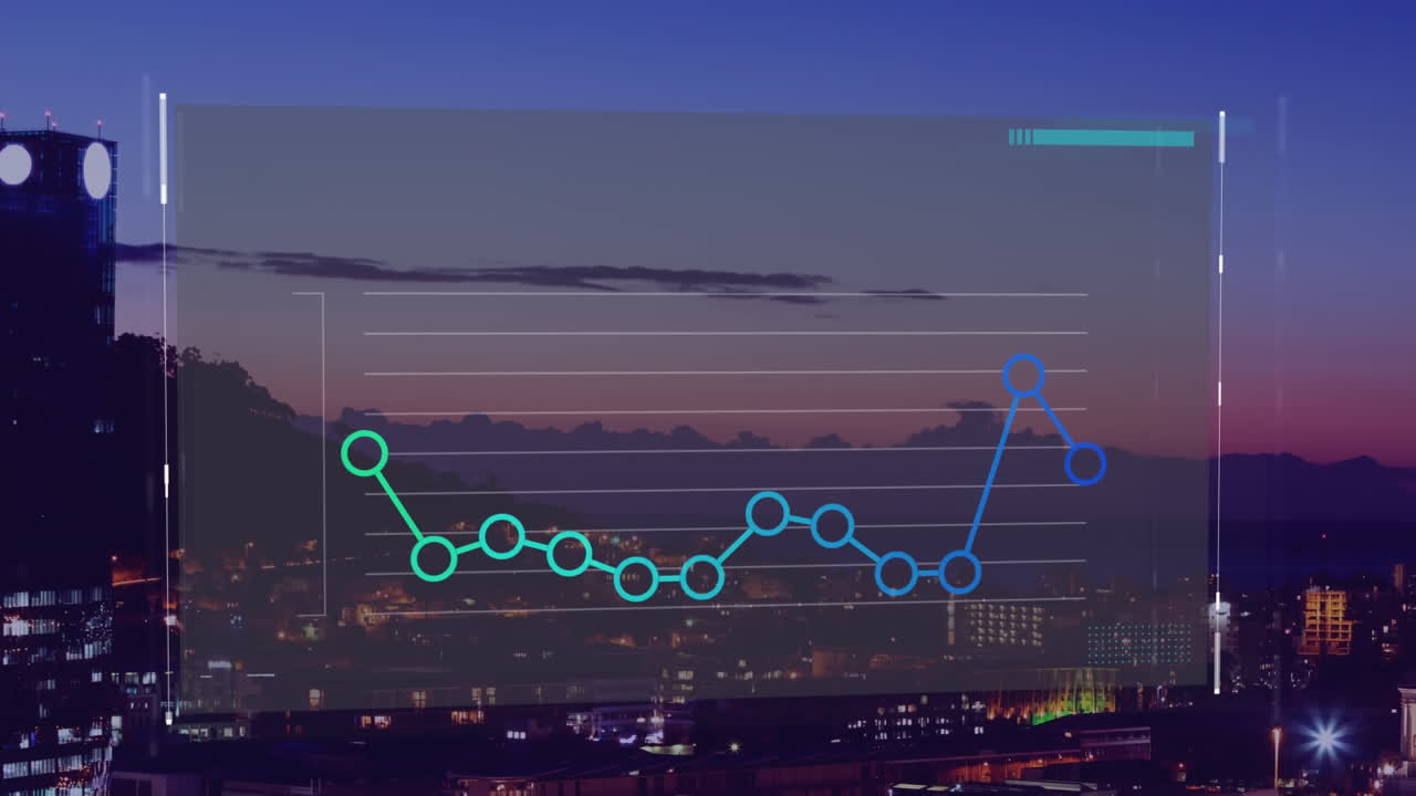 animación de gráfico con la ciudad en el fondo