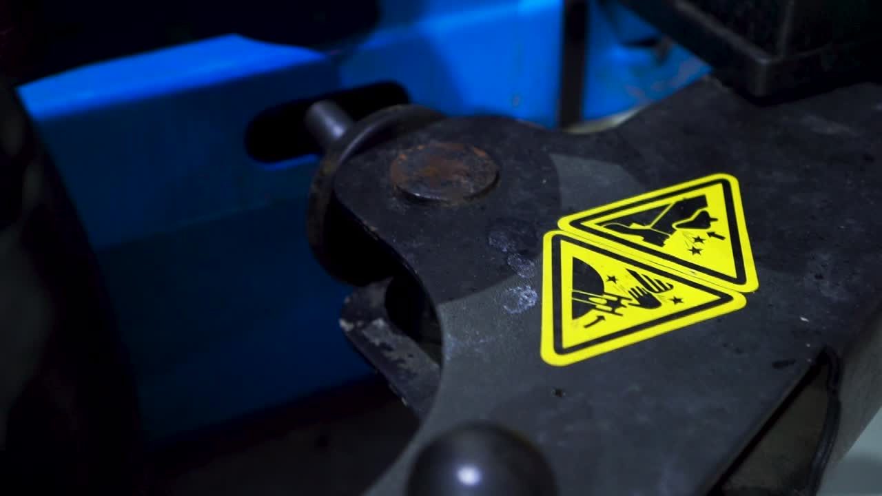 Safety Warning Labels on Industrial Equipment