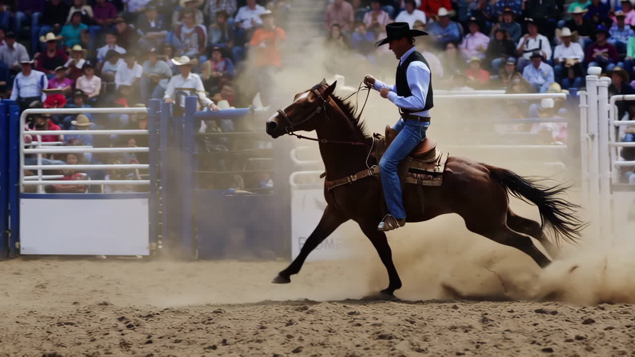 Rodeo Event with Cowboy and Horse