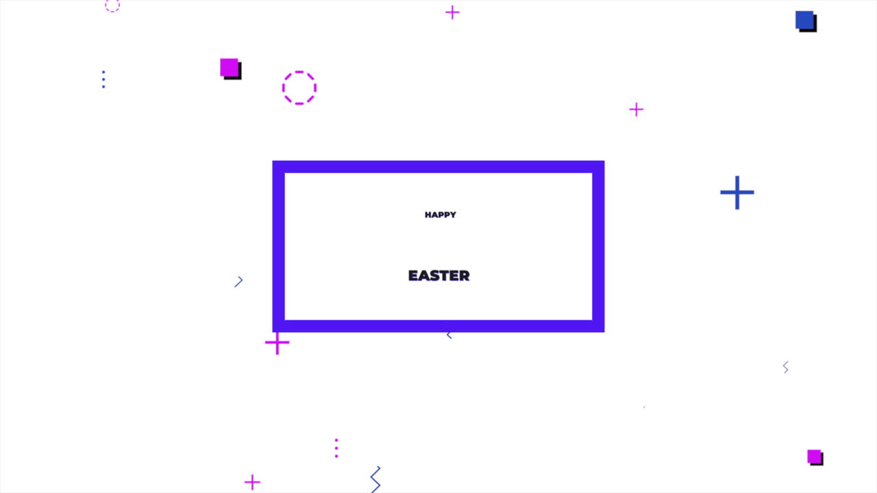 elegante gráfico de feliz pascua en llamativas letras púrpuras y azules sobre un telón de fondo blanco limpio