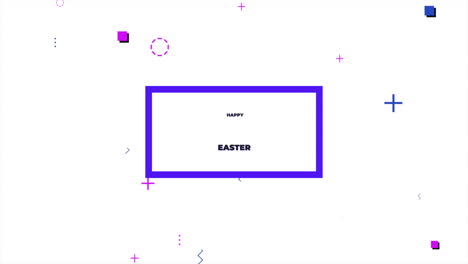 elegant happy easter graphic in striking purple and blue letters on a clean white backdrop