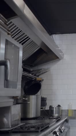 commercial kitchen cooking area with equipment