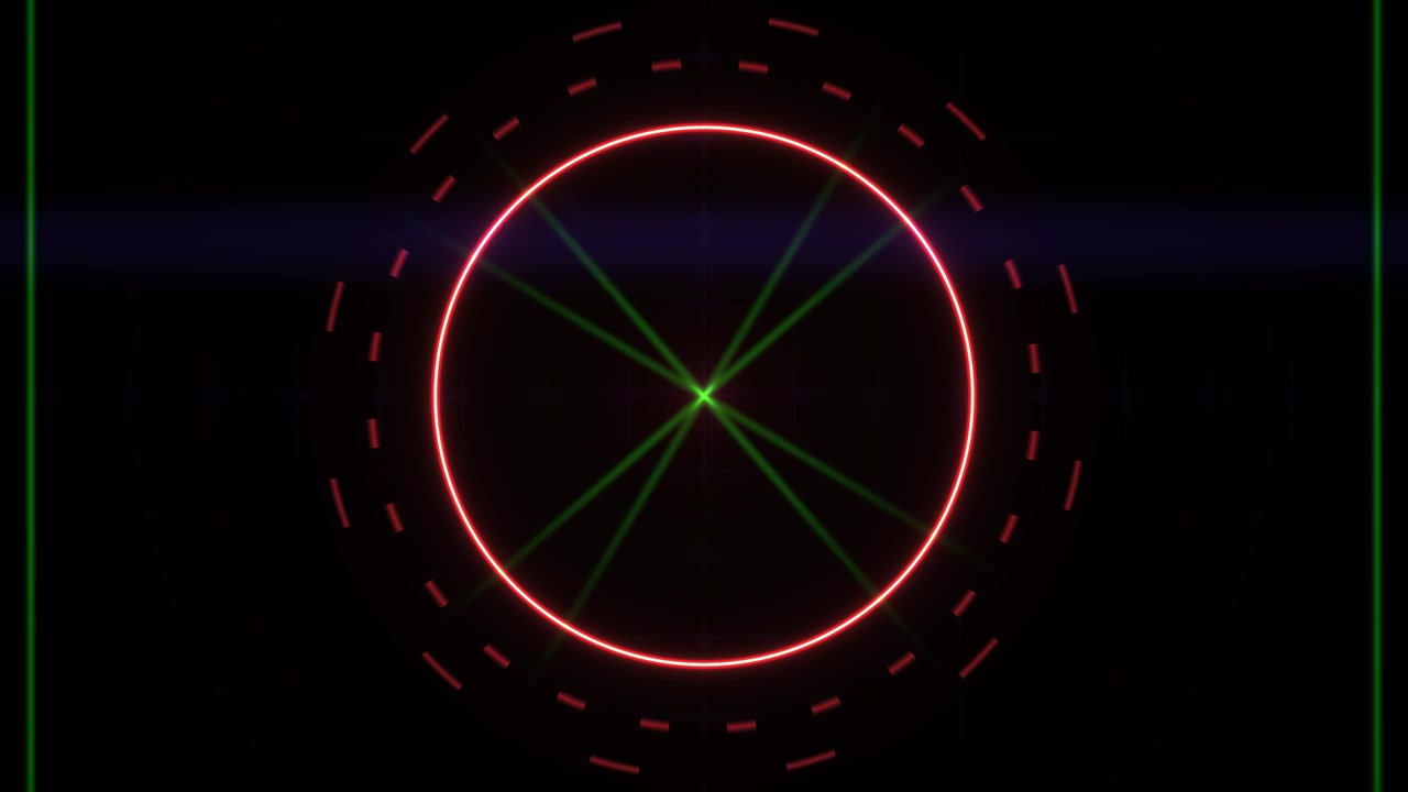 Futuristische Digitale Interface met Roterende Neoncirkel en Laserkruisvizier