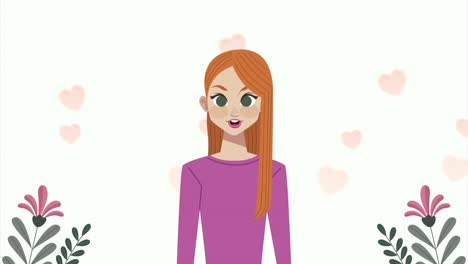animación del día feliz de la mujer con mujer pelirroja