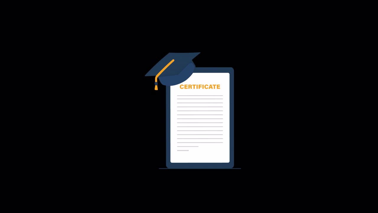 Digital Certificate and Graduation Cap on Mobile Device