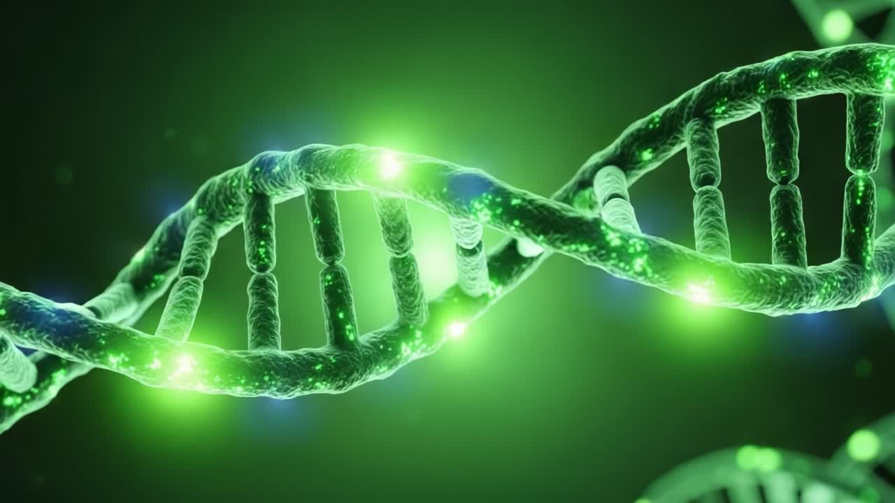 Exploring the Intricacies of DNA Structures: A Close-Up View of the Double Helix in Vibrant Green Light and Textural Detail