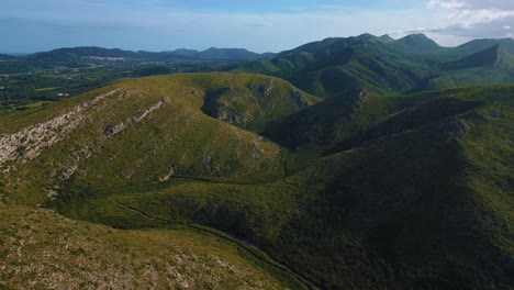 beautiful serra de tramuntana with green hills, clear sky