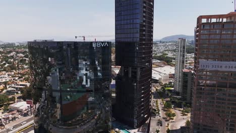 sleek and modern facade of andares commercial center buildings in guadalajara, jalisco, mexico city aerial