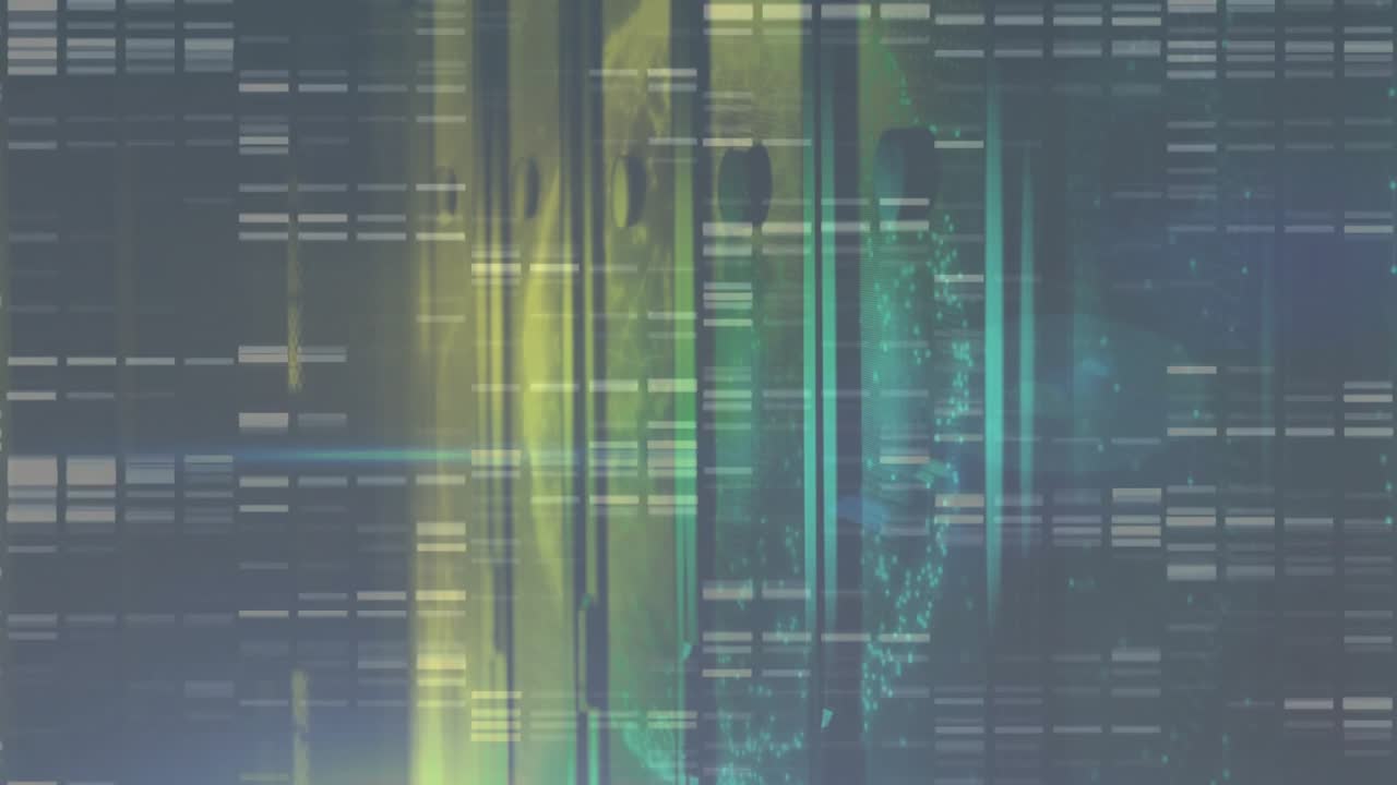 Digital grid initializing neon bars glitching as glowing sphere emerging visualizing data flow