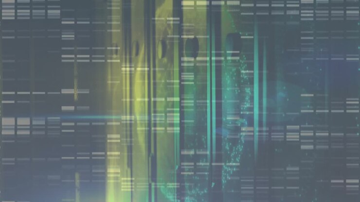 Digital grid initializing neon bars glitching as glowing sphere emerging visualizing data flow
