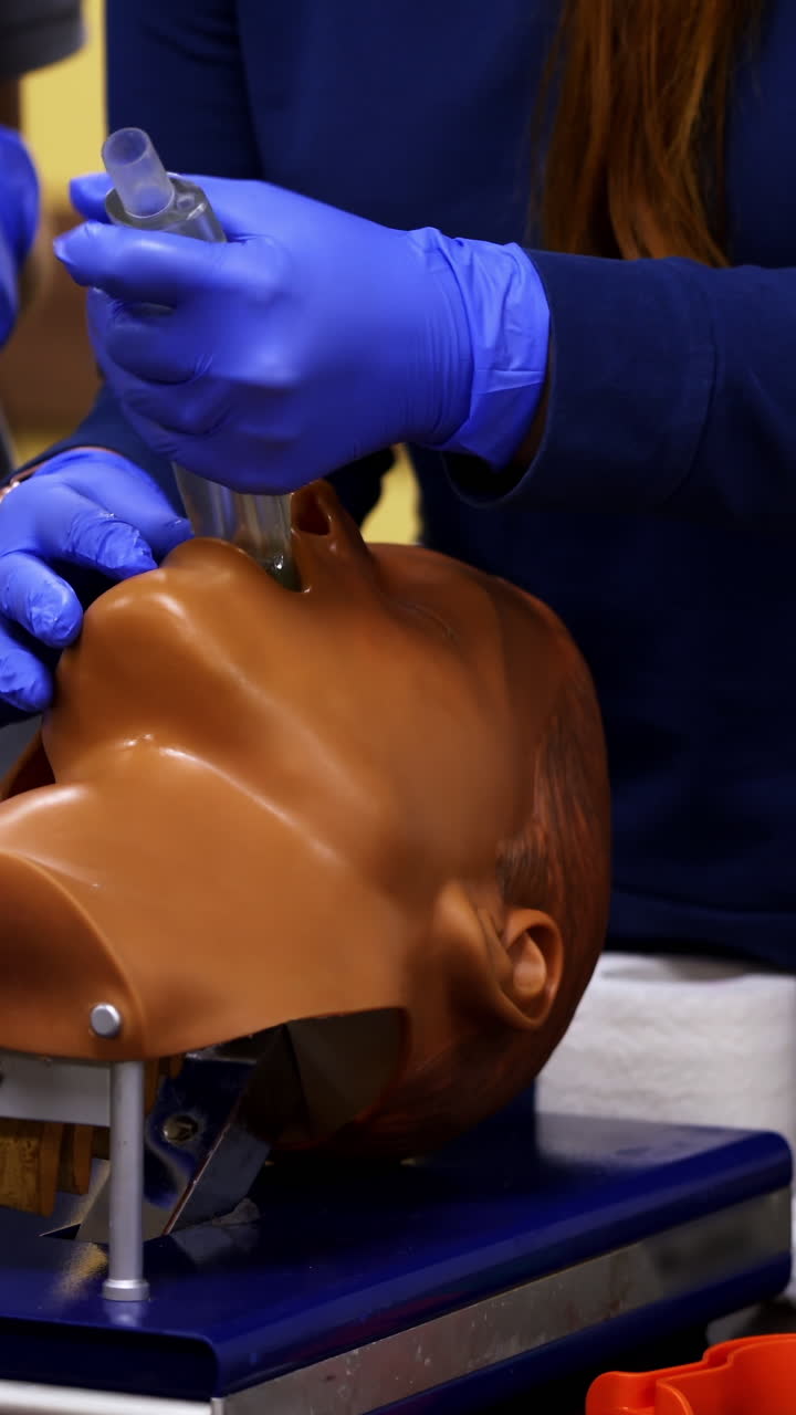 Emergency Training For Children. Child first aid training for choking. Vertical video