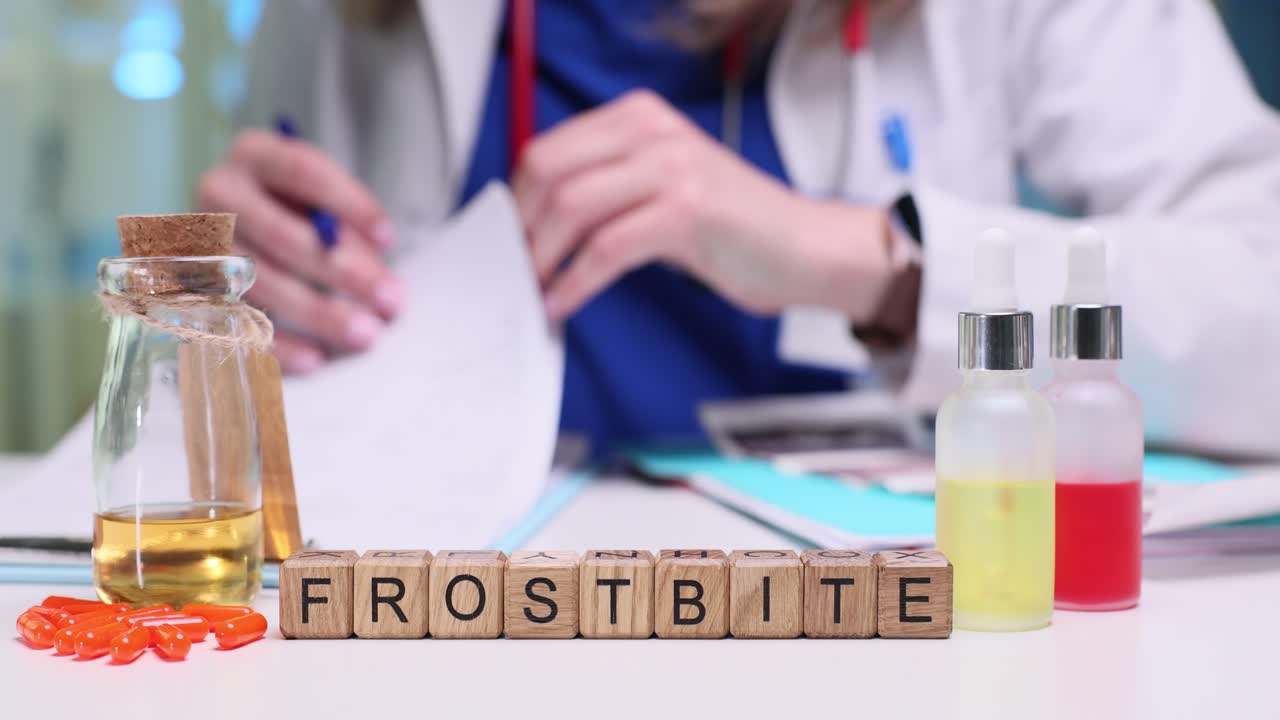 Un medico scrive attentamente consigli medici per un paziente con congelamento.