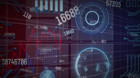 Animation-of-interface-with-changing-numbers,-data-processing-and-microprocessor-connections