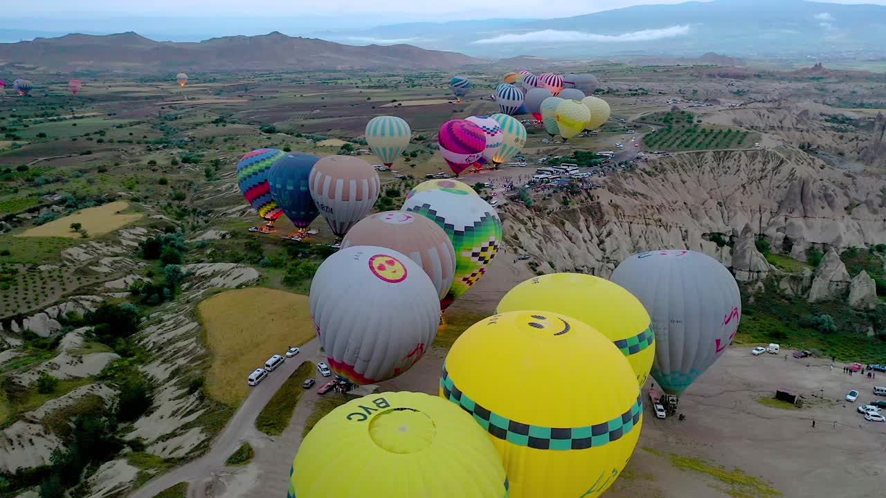 balloons flying in the sky over the adocia in Cappadocia, hot air balloon festival