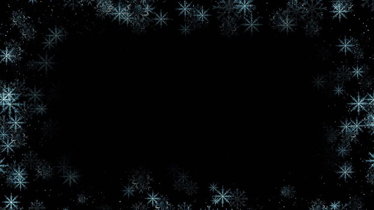 4k white snow abstract corner frame and border copy space loop background winter falling snow