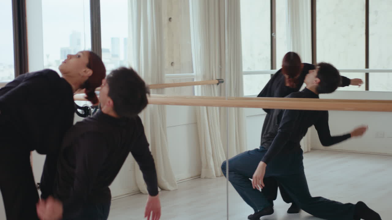 Expressive Duet Practicing Contemporary Dance