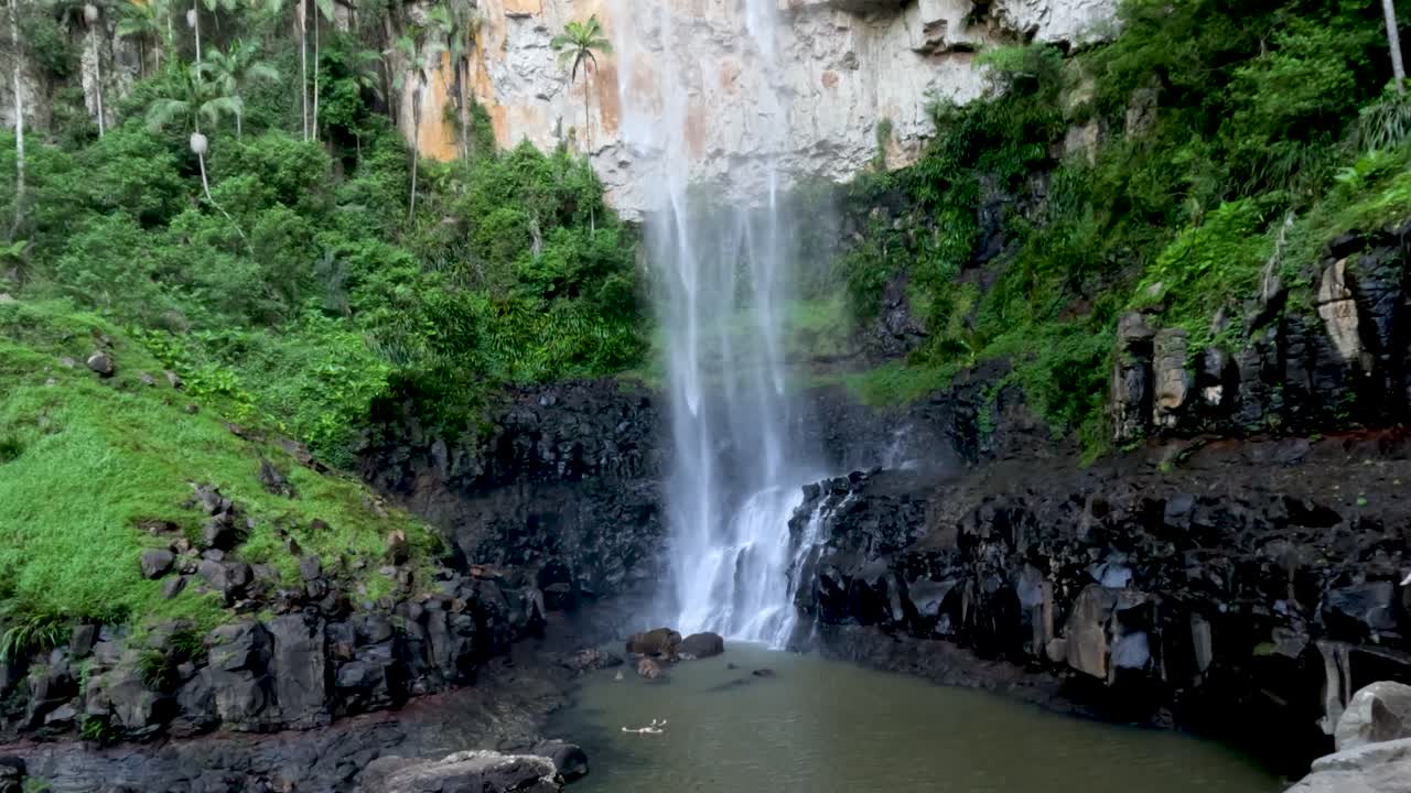 cascada en cascada en el bosque verde exuberante