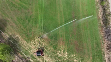 farm irrigation system watering field during drought