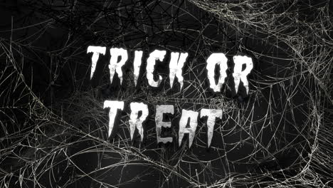 Trick-Or-Treat-with-spider-web-on-black-wall