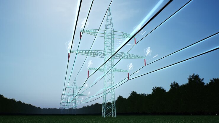 AR data visualization of energy flowing through overhead power lines