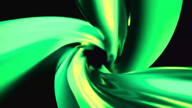 Dynamic Green and Yellow Abstract Swirling Vortex