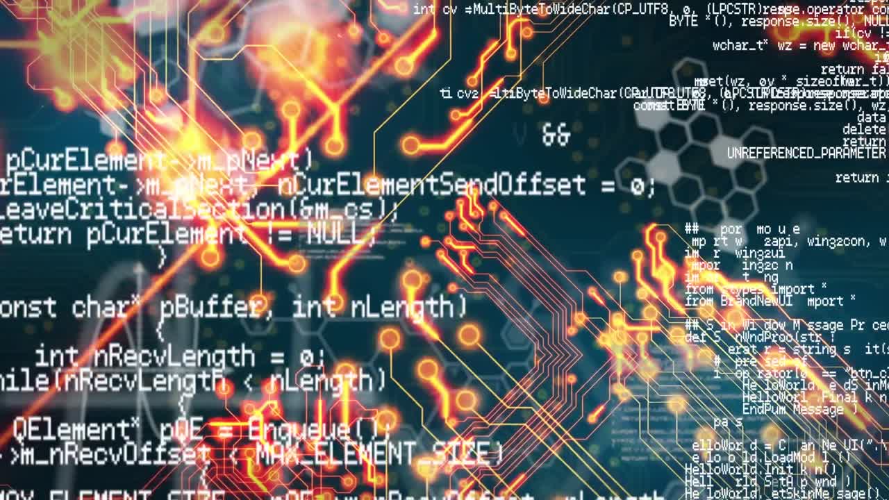 검은색 배경에 데이터 처리의 애니메이션