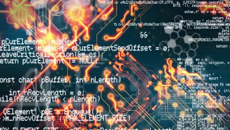 animación del procesamiento de datos sobre un fondo negro