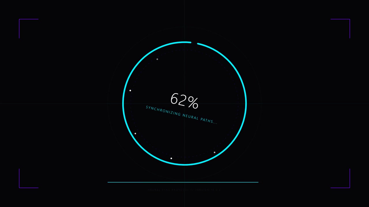 Interfaccia di caricamento digitale futuristica con progresso in percentuale
