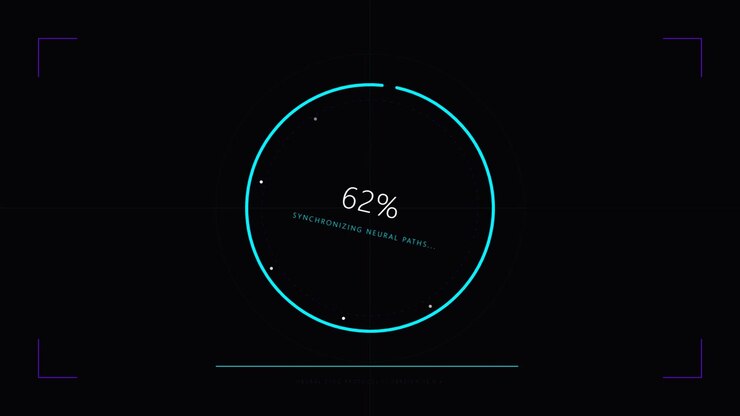 Futuristic Digital Loading Interface with Percentage Progress